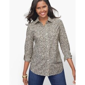 Womens Talbots Animal Print Button Up Long Sleeve Shirt